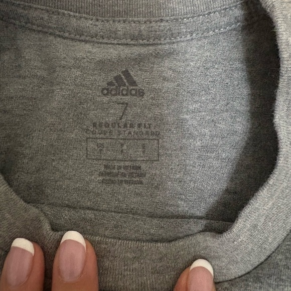 Adidas Kids Grey Long Sleeve Shirt Size 7 - Picture 2 of 3